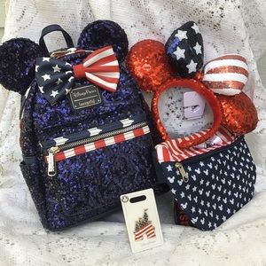DISNEY LOUNGEFLY STARS AND STRIPES BUNDLE!